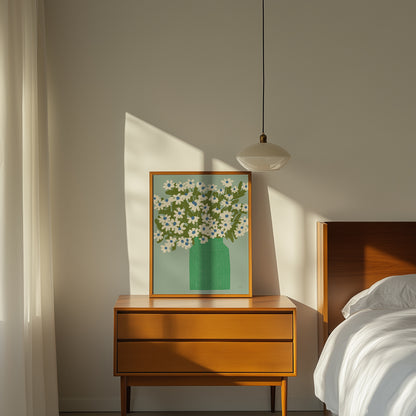 Green Vase Bouquet Print