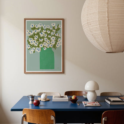 Green Vase Bouquet Print